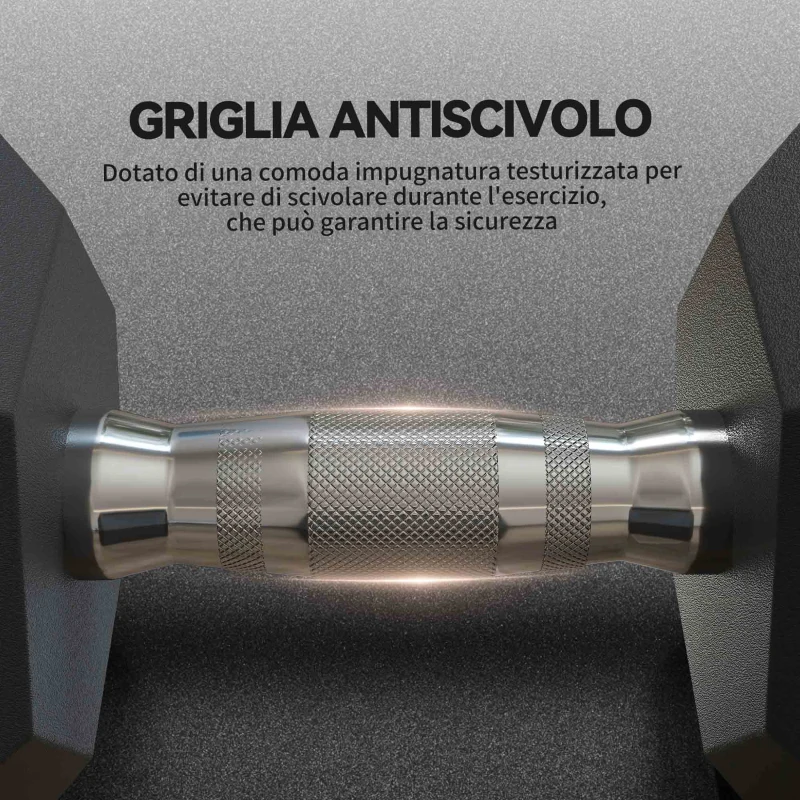 HOMCOM Set 2 Manubri Fitness da 15 kg Esagonali con Impugnatura Antiscivolo, in Acciaio e Gomma, Ø15.5 x 33.6 cm, Nero