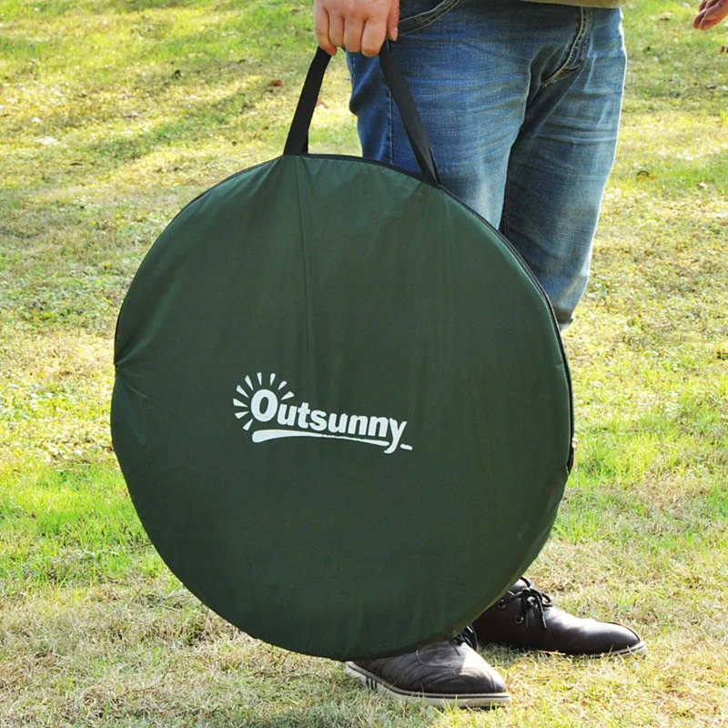 Outsunny Pop-up Shower Tent Portable Folding Toilet Tent UV-resistant with Carry Bag for Beach, Fishing, Hiking, Bathing, Outdoors, Green