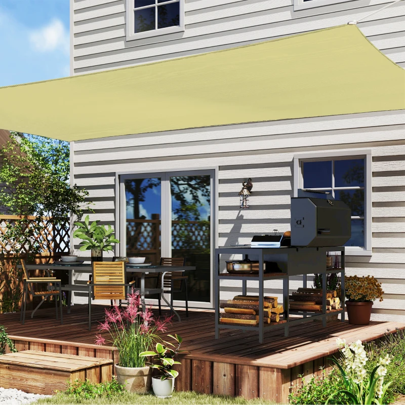 Outsunny Rectangular Shade Sail 4x6m Outdoor Shade Cloth UV Protection for Garden Terrace Patio Balcony, Sand
