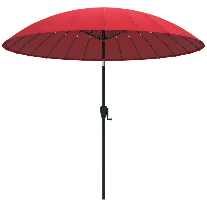 Outsunny Garden Parasol Straight Tilting Round Umbrella with 24 Fiberglass Ribs Crank Aluminum Fiberglass Polyester 260 cm Diameter Red