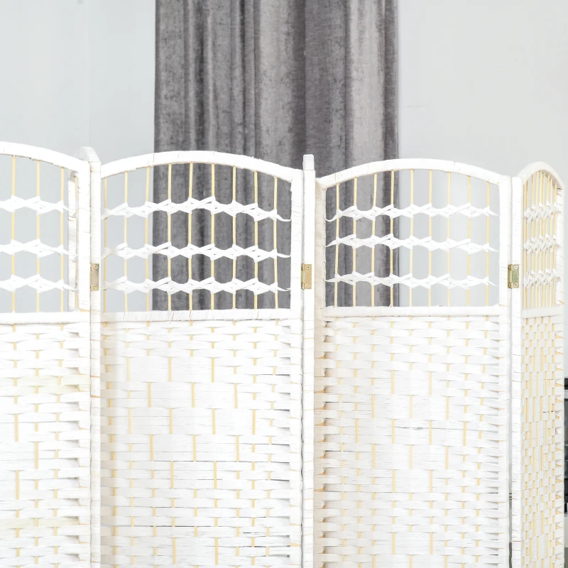 HOMCOM Wooden Room Divider 242 x 170 cm Foldable 6-Panel Privacy Screen for Bedroom Home Interior White