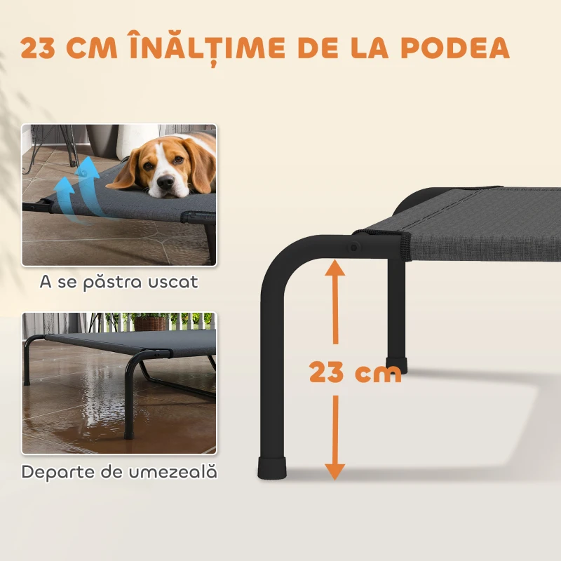 PawHut Pat pentru Câini Mari, Ridicat, Exterior, Plasă Respirabilă, 152x94x23 cm, Gri