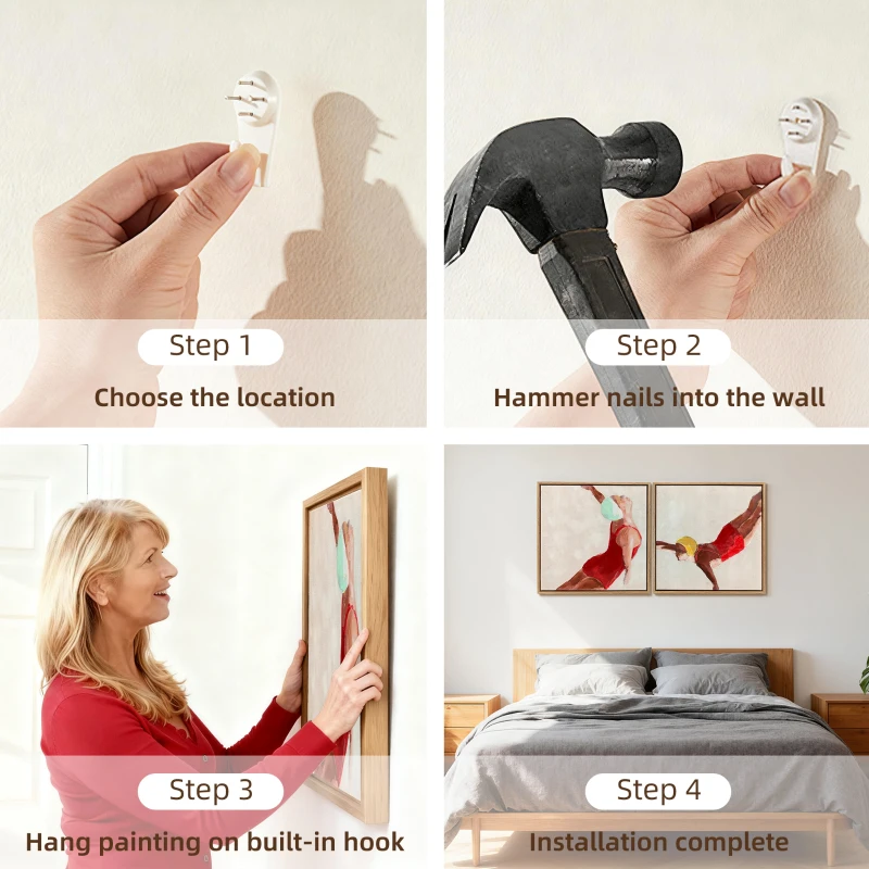 HOMCOM Set de 2 Tablouri Moderne pe Pânză, Imprimare Artistică pentru Perete cu Cârlige Incluse, 40x40 cm