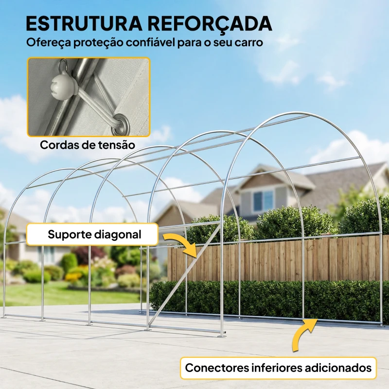 Outsunny Garagem Exterior 3x6 m Impermeável com Tecido PE Resistente e Estrutura de Metal Galvanizado UPF 30+ Branco