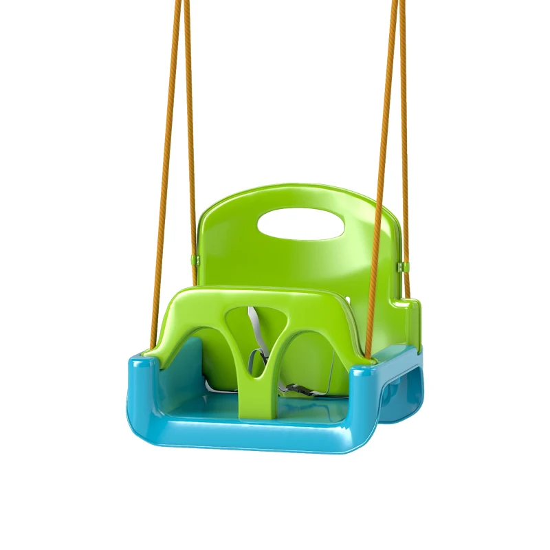 Outsunny Altalena per Bambini da Giardino 3 in 1 con Corde Regolabili, 42x33x120-180 cm, Verde