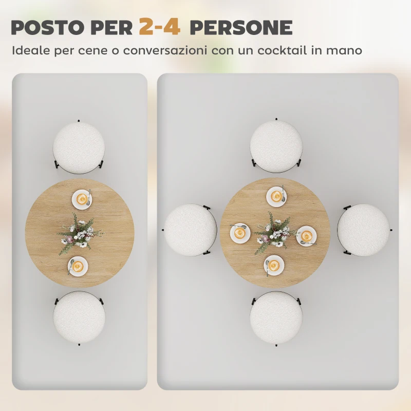 HOMCOM Tavolo da Pranzo Rotondo Stile Industriale con Gambe a Croce in Acciaio, Ø80x75 cm, Colore Quercia