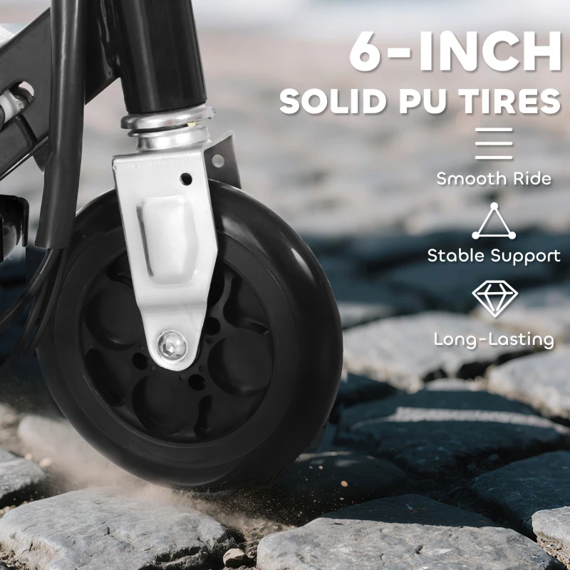 HOMCOM Powered Electric Scooter Ride-On, with Brakes, Adjustable Seat, Adjustable Handlebars, Black