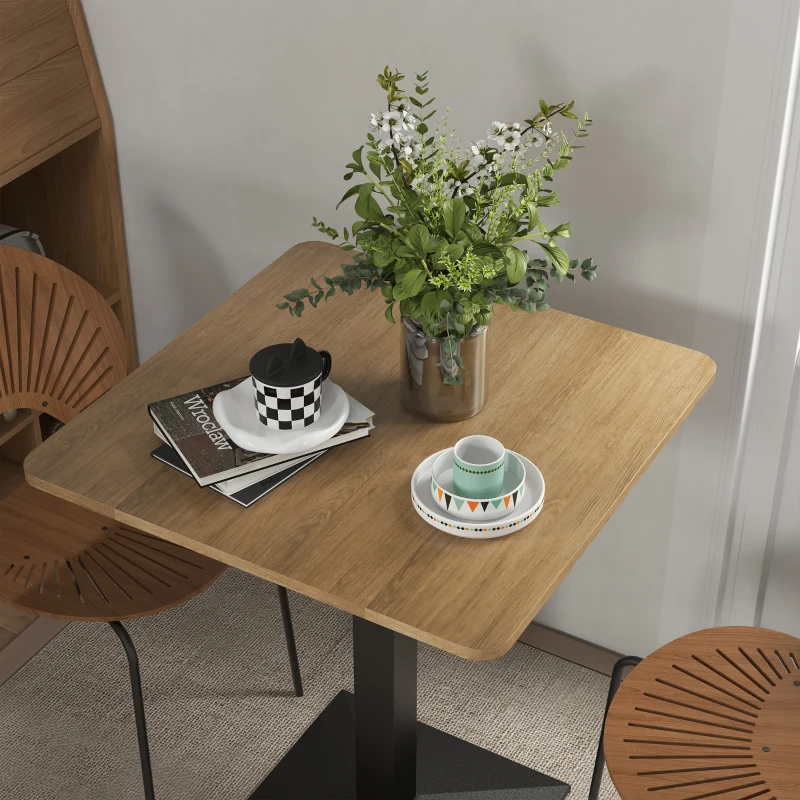 HOMCOM Eettafel Vierkante keukentafel voor 2 personen Eettafel met houtlook en stalen basis 70 x 70 x 75 cm Donkerbruin