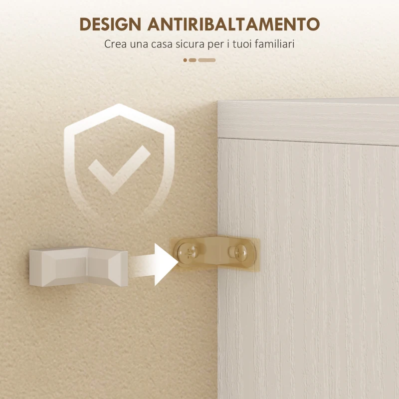 HOMCOM Credenza Cucina con 2 Armadietti e un Cassetto, Mensole Regolabili e Ante in Vetro, 60x35x180 cm, Bianco