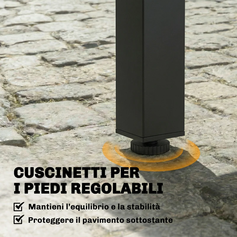 Outsunny Set da Esterno 7pz con Tavolo da Giardino a 2 Sezioni e 6 Sedie Impilabili in Texteline, Grigio