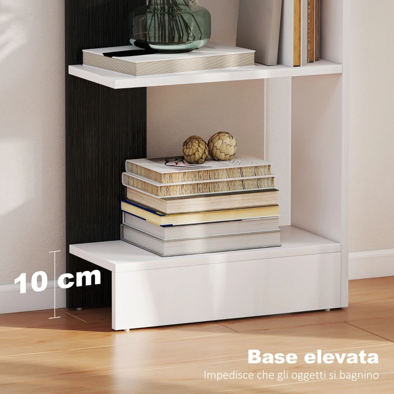 HOMCOM Libreria Moderna Salvaspazio a 5 Ripiani in Legno, 45x21x170 cm, Bianco e Nero