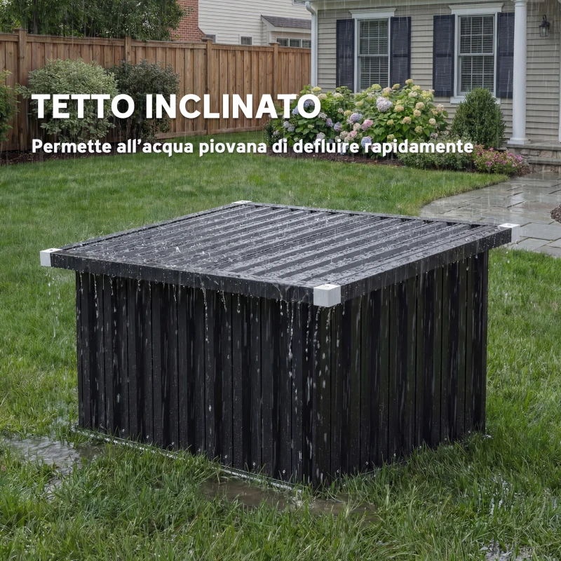 Outsunny Garage per Robot Tagliaerba con Tetto Inclinato in Acciaio, 108x86x62.5 cm, Grigio Scuro