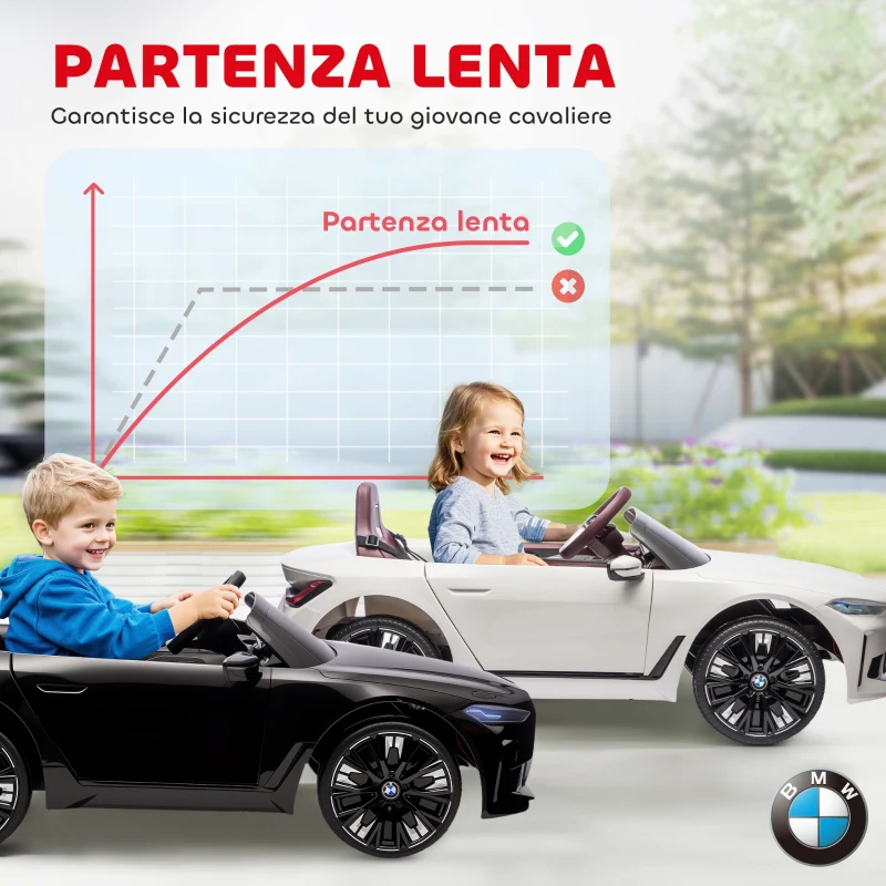 HOMCOM Macchina Elettrica per Bambini 3-6 Anni con Licenza BMW con Telecomando, Clacson e Fari, 115x67x45 cm, Nera