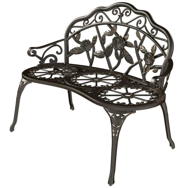 Outsunny Cast Aluminium Garden Bench - Bronze Tone