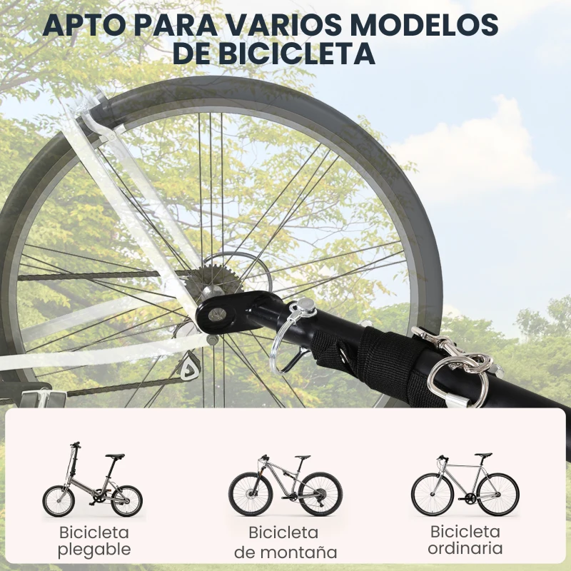 PawHut Remolque de Bicicleta Plegable para Carga 40kg Carga de Equipaje con Marco de Acero Ligero y Reflectores 139x71,5x49 cm Negro