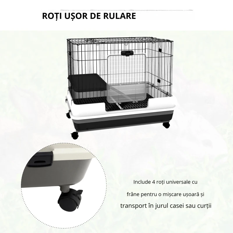 Pawhut Cusca Hamsteri/Iepuri – Metal Negru, 2 Usi, Spatioasa