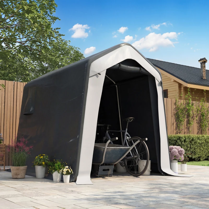 Outsunny 1.8 x 2.4m Garden Storage Shed Tent, Waterproof Portable Shed Shelter for Motorbike, Garden Tools, Bike Storage