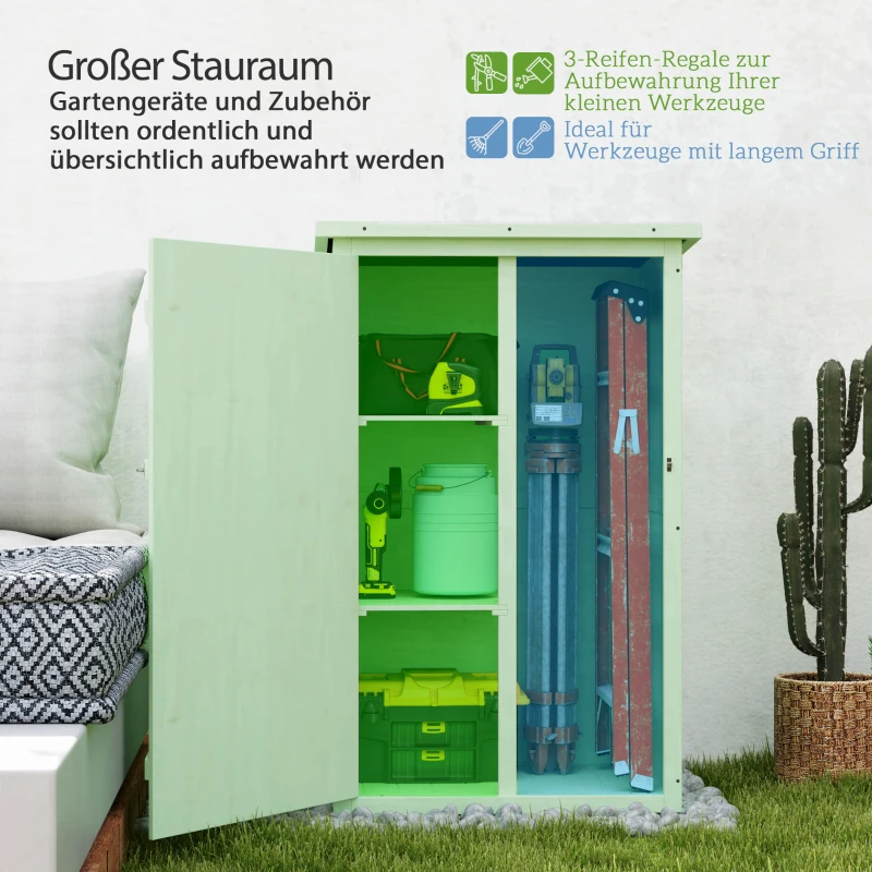 Outsunny Tuinkast Hout Tuinschuur met Plank Afsluitbare Deur Bodemplaat Asfalt Schuindak 75 x 56 x 115 cm