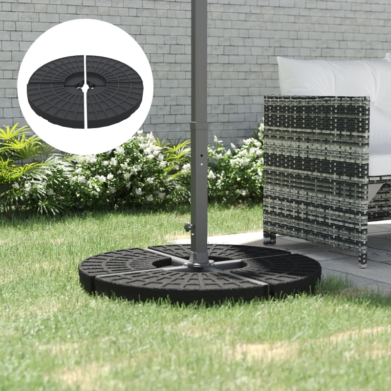Outsunny Lot de 4 pieds de parasol poids de lestage pour parasols déportés - A remplir d'eau jusqu'à 52 kg ou de sable jusqu'à 60 kg - dim. totales 48L x 48l x 8H cm polyéthylène haute densité noir