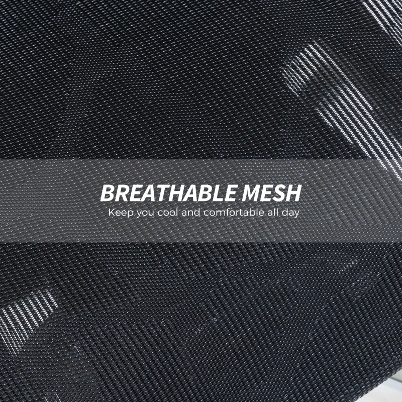 HOMCOM Silla de Escritorio de Malla con Reposapiés Respaldo Reclinable Soporte Lumbar Reposabrazos y Reposacabezas Ajustable