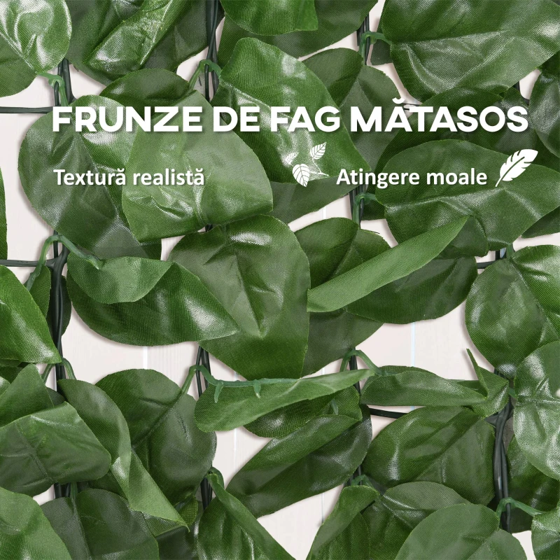 Outsunny Gard Viu Artificial din Fag pentru Balcon și Grădină, PE, 300x100 cm, Verde Închis