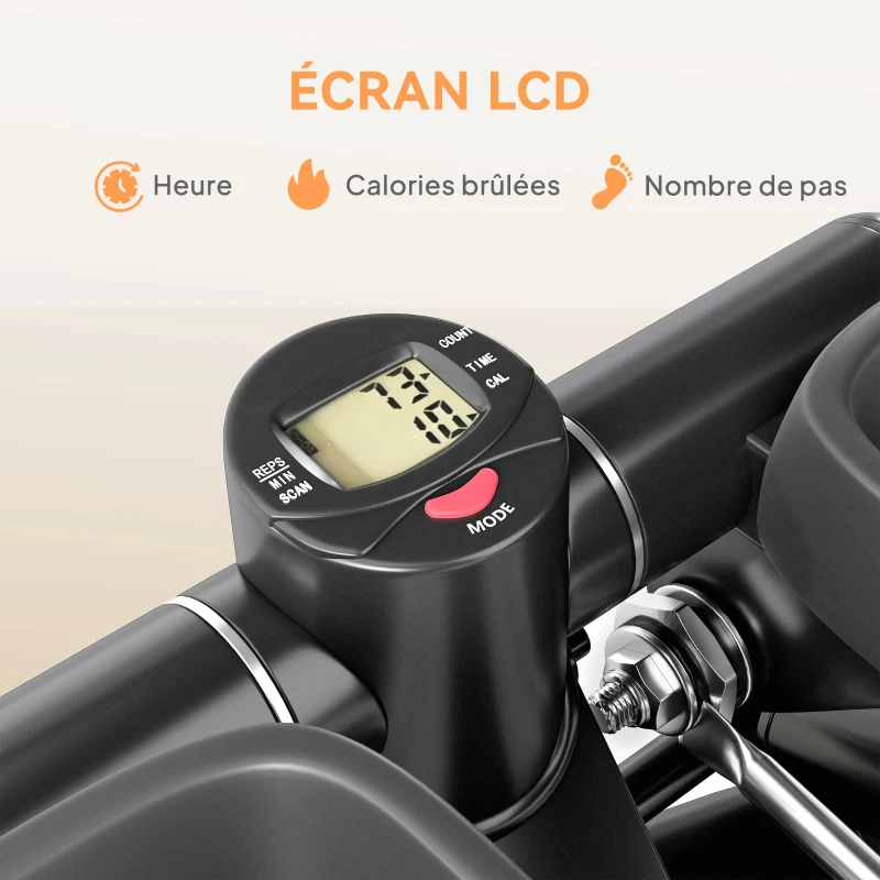 SPORTNOW Mini stepper fitness disque de torsion de la taille 2 en 1 écran LCD, hauteur réglable, 100 kg, 42 x 34 x 22 cm, noir