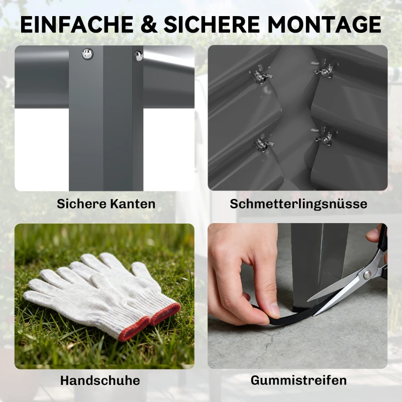 Outsunny Hochbeet mit Frühbeetaufsatz aus Metall Pflanzkasten mit Gewächshaus Ablagefach, Erhöht 120 x 55 x 140cm