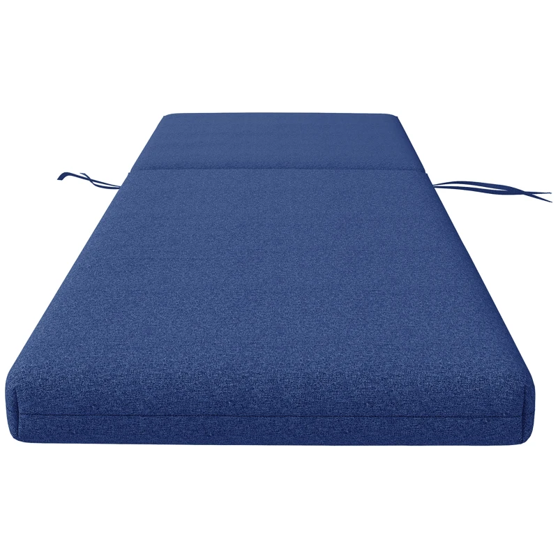 Outsunny Lot de 2 Matelas pour Chaise Longue transat Bain de Soleil avec Sangles d'attache pour Jardin Bleu