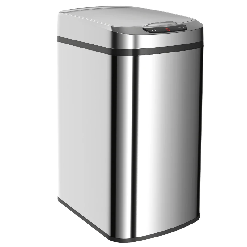 HOMCOM 12L Sensor Bin, Automatic Touchless Motion Sensor Kitchen Bin with Fingerprint Resistant Stainless Steel, Silver