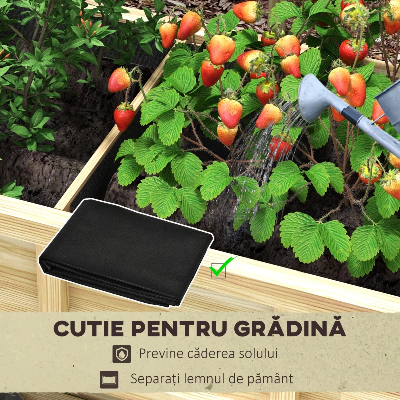 Outsunny Jardinieră Înălțată din Lemn cu Raft Inferior, Separator, Găuri de Drenaj, 115x46x75 cm, Culoare Lemn