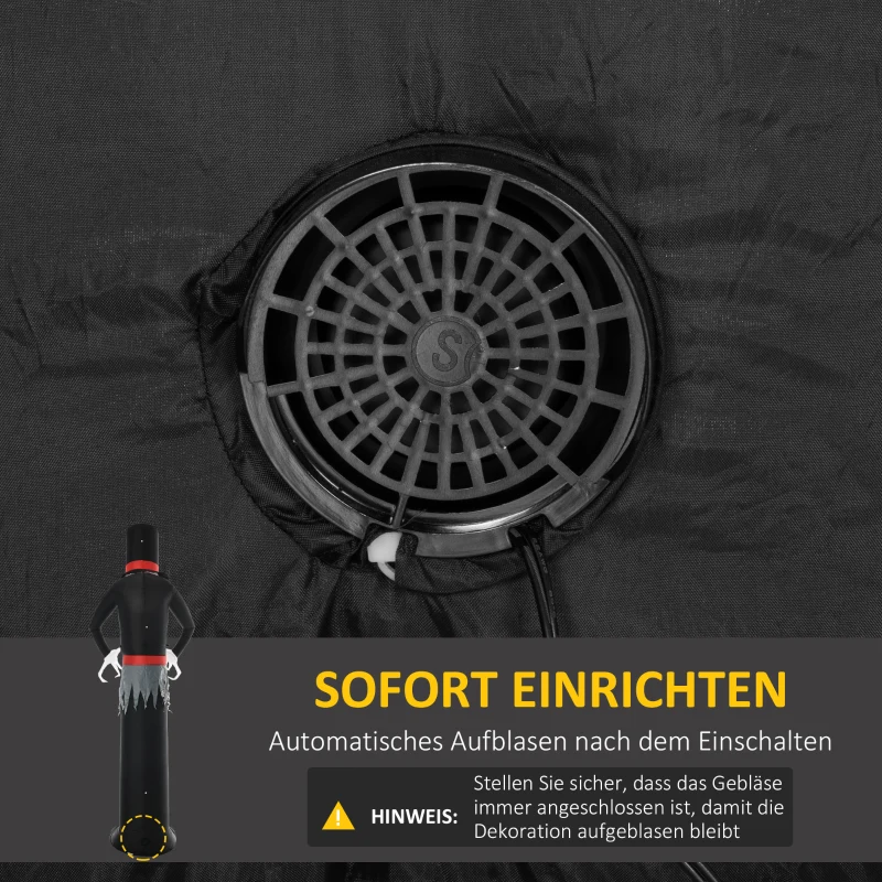 Outsunny Halloween-Dekoration 3 m riesiger Sensenmann mit LED-Beleuchtung für Outdoor, IP44