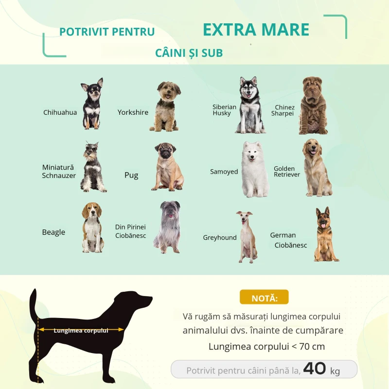 PawHut Saltea pentru caini pentru spatii interioare si exterioare Capacitate de pana la 32kg cu material care permite trecerea aerului 130x90x20cm negru