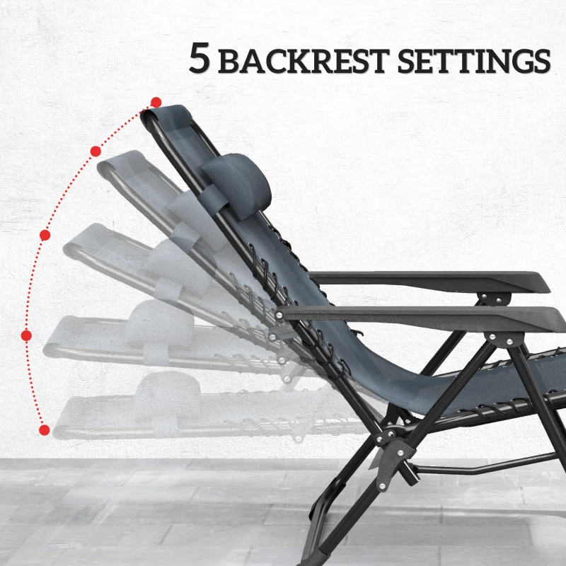 Outsunny Zestaw leżaków Zero Gravity z zagłówkami i stolikiem z 2 uchwytami na napoje