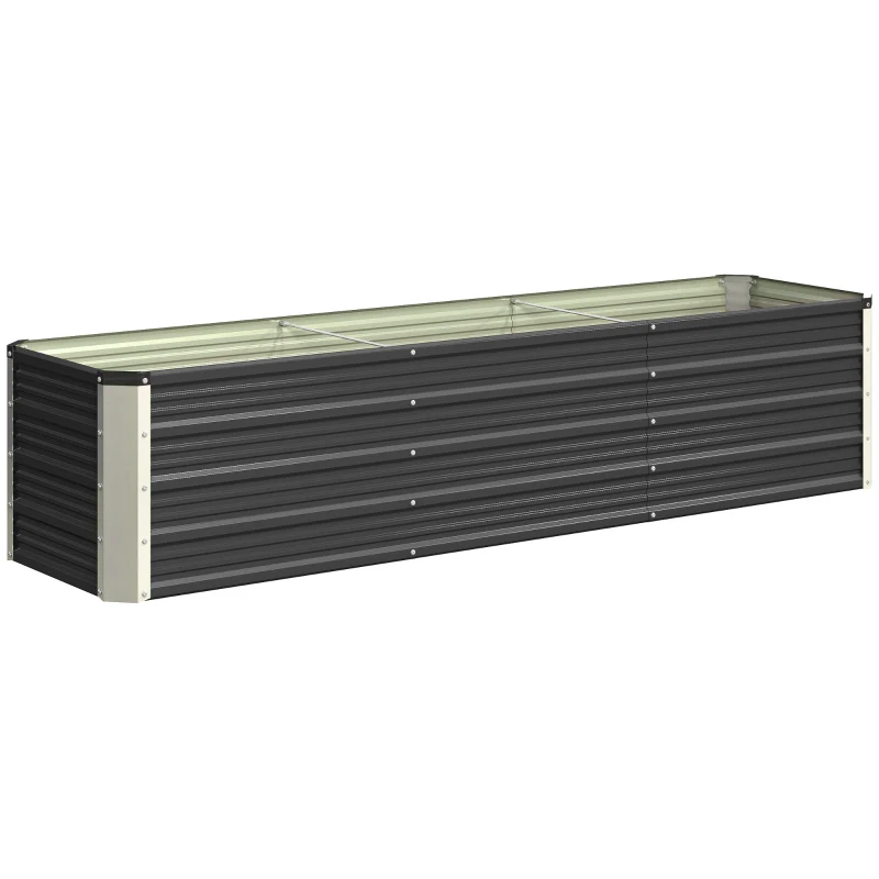 Outsunny Jardinière surélevée en acier avec gants, carré potager de jardin pour fleurs, herbes, légumes, 183 x 47 x 40 cm, gris