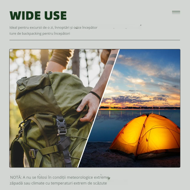 Outsunny Cort pentru Camping Pop-Up pentru 4 Persoane cu Geanta pentru Transport, Carlige pentru Lampa si Buzunare pentru Depozitare, 210x210x135cm