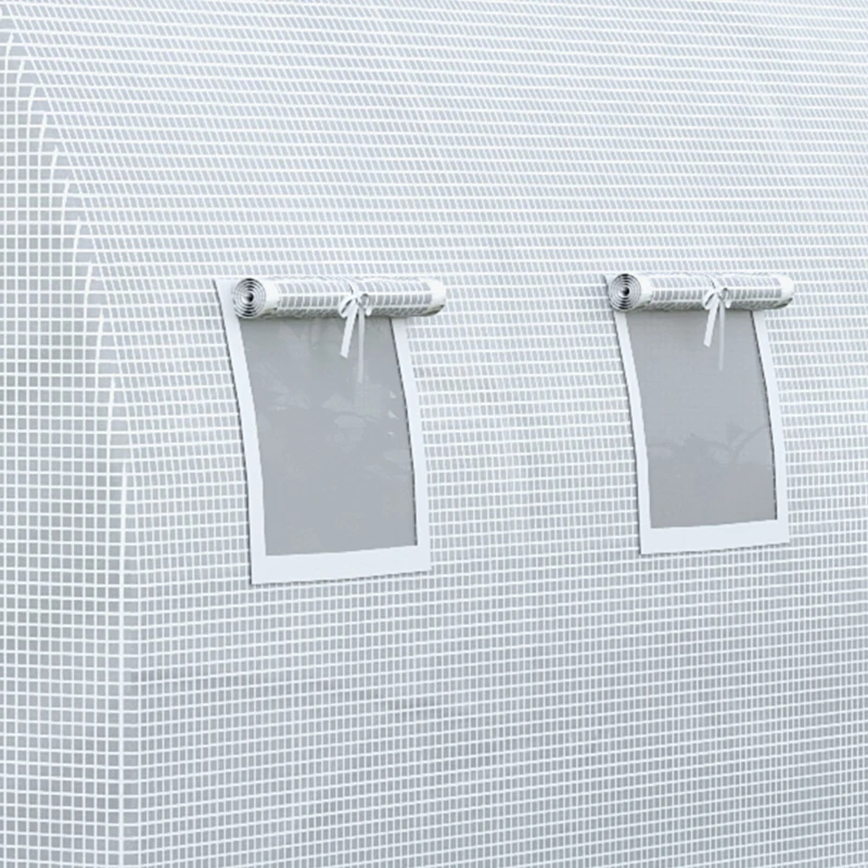 Outsunny Telone di Ricambio per Serra a Tunnel da Giardino 18 m², PE Anti-UV Impermeabile, 12 finestre e Porta Avvolgibile con Zip, 6L x 3l x 2H m, Bianco