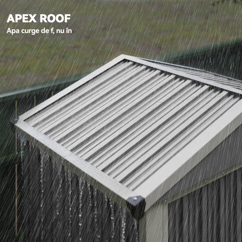 Outsunny Căsuță de Grădină din Oțel 1,1m² cu Uși Duble Blocabile, 133x87x178 cm, Gri Argintiu