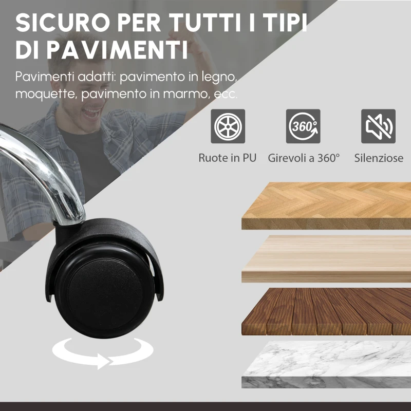 Vinsetto Sedia da Ufficio Regolabile con 6 Punti di Massaggio, Funzione di Riscaldamento, Poggiapiedi, Ecopelle, Nero