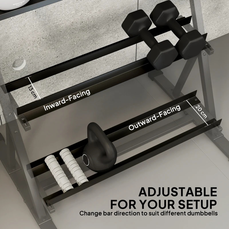SPORTNOW 3-Tier Adjustable Dumbbell Rack, Heavy-Duty Weight Rack for Dumbbells, Kettlebells and Multiple Balls, Space-Saving Weight Storage Stand for Home Gym, 200 KG Capacity