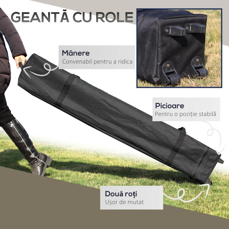 Outsunny Foișor Pliabil Pop Up 4x4 m cu Inălțime Reglabilă pe 3 Nivele, Foișor Exterior cu Plase de Țânțari, Saci de Nisip, Geantă de Transport, UV50+, pentru Grădină, Camping, Evenimente, Crem