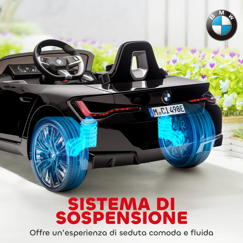 HOMCOM Macchina Elettrica per Bambini 3-6 Anni con Licenza BMW con Telecomando, Clacson e Fari, 115x67x45 cm, Nera