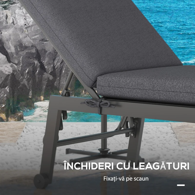 Outsunny Set 2 Perne pentru Șezut și Spătar, Perne pentru Scaune de Interior și Exterior, Gri