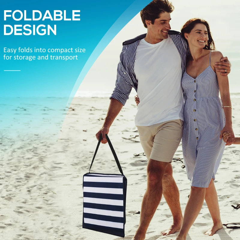 Outsunny Set of 2 Foldable Garden Beach Chair Mat, Outdoor Sun Lounger Seats with Adjustable Back, Magazine Pocket, Carry Bag