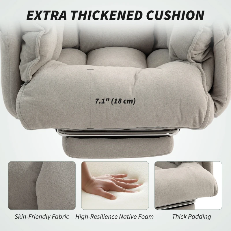 HOMCOM Fotel biurowy z regulacją nachylenia i wysokości, podłokietnikami, podnóżkiem, wysokim oparciem, 75 x 77 x 110-118 cm, szary