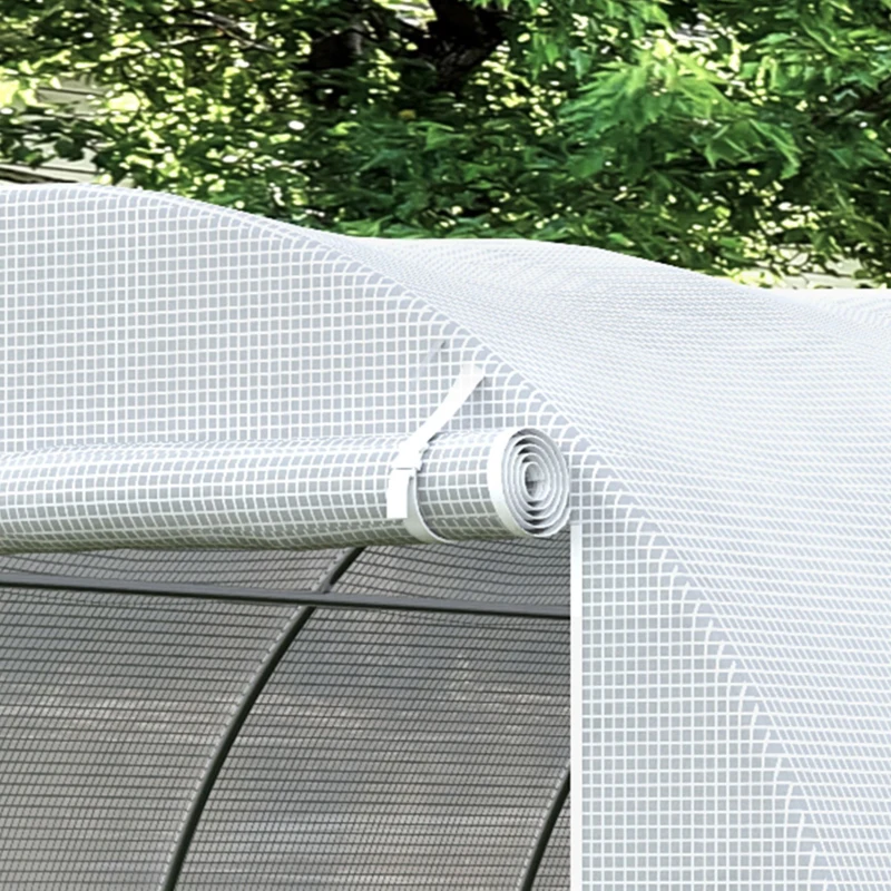Outsunny Telone di Ricambio per Serra a Tunnel da Giardino 18 m², PE Anti-UV Impermeabile, 12 finestre e Porta Avvolgibile con Zip, 6L x 3l x 2H m, Bianco