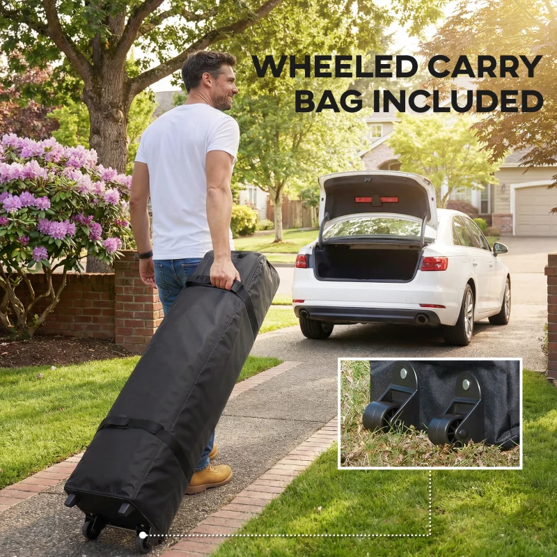 Outsunny Pavilion Pliabil 3,6x3,6m cu Pereți, Înălțime Reglabilă și Protecție UPF50+, Geantă cu Roți, Gri(m-7)