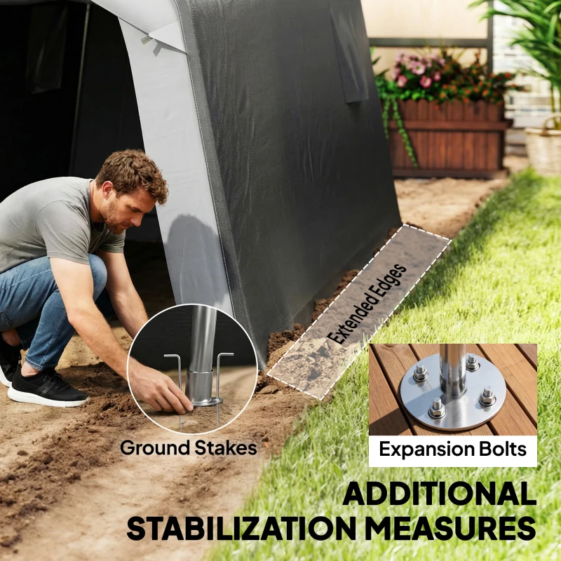 Outsunny 1.8 x 2.4m Garden Storage Shed Tent, Waterproof Portable Shed Shelter for Motorbike, Garden Tools, Bike Storage