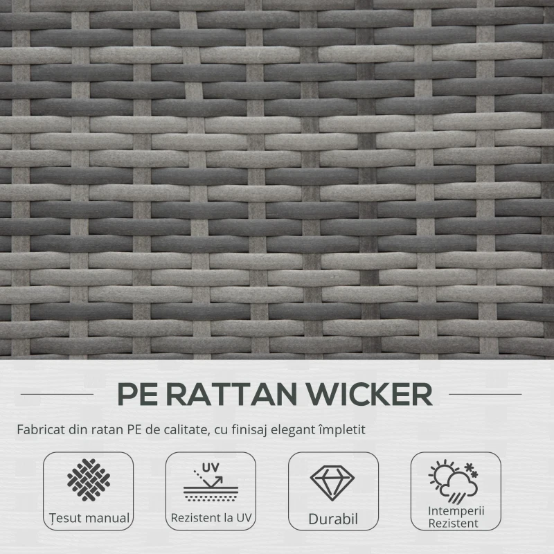 Set de Canapele din Ratan PE pentru Terasa cu 4 Piese de la Outsunny, Canapele pentru Exterior Rezistente la Intemperii