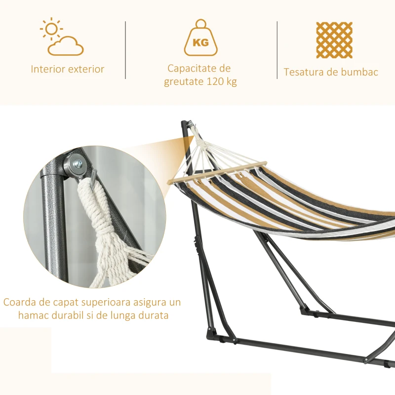 Outsunny Supporto con Amaca Autoportante Pieghevole in Cotone e Acciaio
