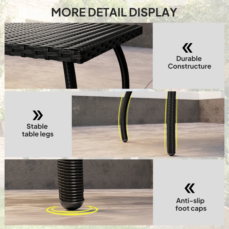 Outsunny PE Wicker Rattan Garden Coffee Table - Black